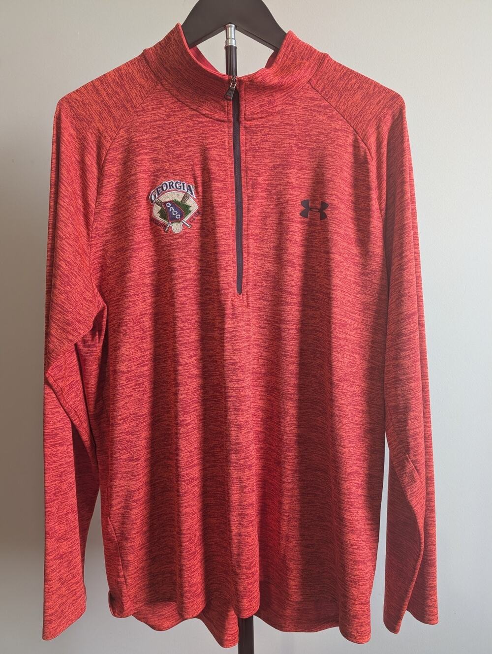 Under Armour Quarter Zip Gorpcore Pullover Mens XL Red Heather Baseball GADC